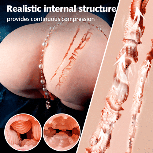 Automatic Sucking Vibrating Lifelike Butt with Realistic Pink Pussy & 2 Tight 3D Channels