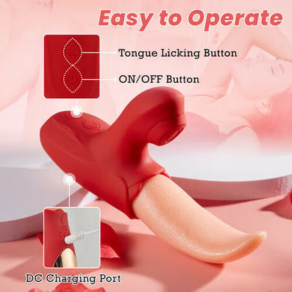 '-in-1 Flapping Tongue Vibrator Clit Sucking for Intense Blended Orgasms