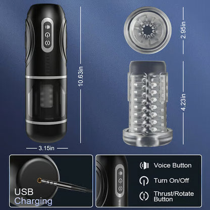 【Free Hand】Chainsaw - 7 Thrusting Rotation Automatic Masturbator with Suction Base
