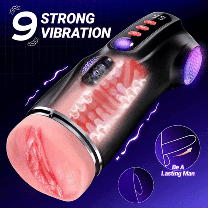 2026 New Model 3 Sleeves Pocket Pussy Penis Pump with 9 Sucking & 9 Vibrating Male masturbator