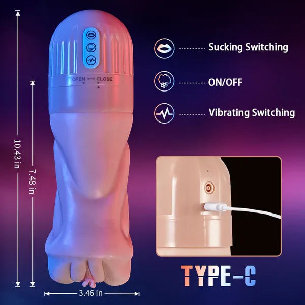 2026 New Model Beate - 5 Sucking & 10 Vibrating Vagina Masturbation Cup