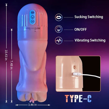 2026 New Model Beate - 5 Sucking & 10 Vibrating Vagina Masturbation Cup