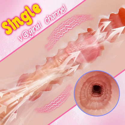 Realistic Pussy Ass Automatic Masturbator Masturbator Doll with 3D Vaginal Channel，5 Sucking & 7 Vibrating Sex Doll for Men