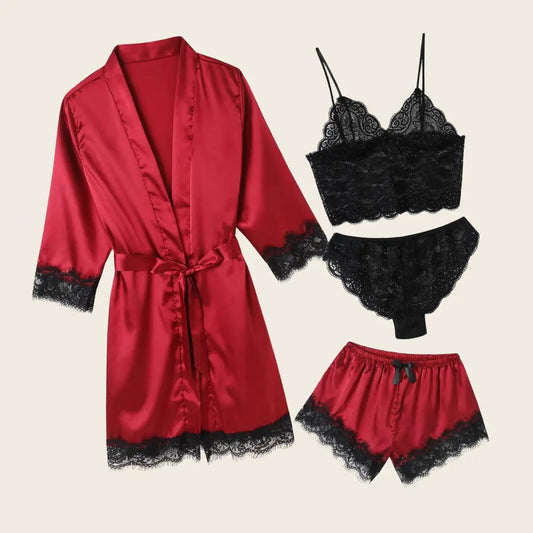 LacyMate™ Midnight Glow 4-Piece Set Lacy Nighty