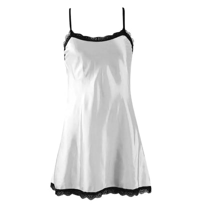 LacyMate™ White Satin Nightdress Lacy Nighty