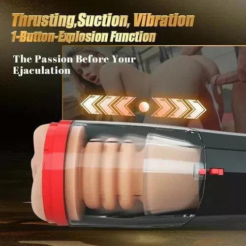 【Everted Fleshy Labia】ROKA- 5 in 1 Men Masturbaters 5 Thrusting+Suction 10 Vibration Removable Transparent Window