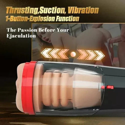 【Everted Fleshy Labia】ROKA- 5 in 1 Men Masturbaters 5 Thrusting+Suction 10 Vibration Removable Transparent Window